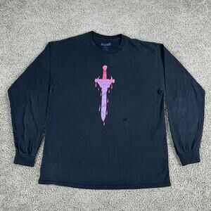 Welcome Skateboards Shirt Mens Large Black Pink Sword Long Sleeve Cotton READ